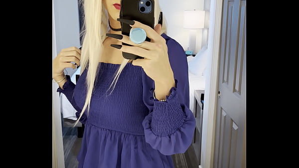 HOTTEST Blonde Crossdresser Looking In Mirror