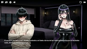 La gotica pervertida logro encerrarme con ella y me hizo follarla TODA la noche, hasta dejarme las bolas secas